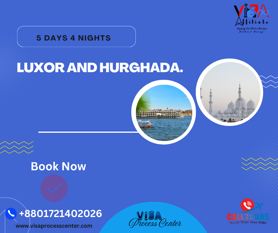 5-day, 4-night tour package to Luxor and Hurghada.